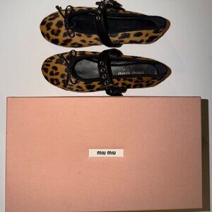 Miu Miu Leopard Print Ballet Flats - IT36 or US6